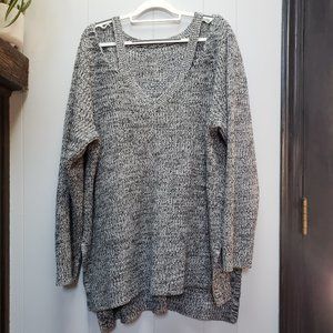 Marled Split Neck Sweater